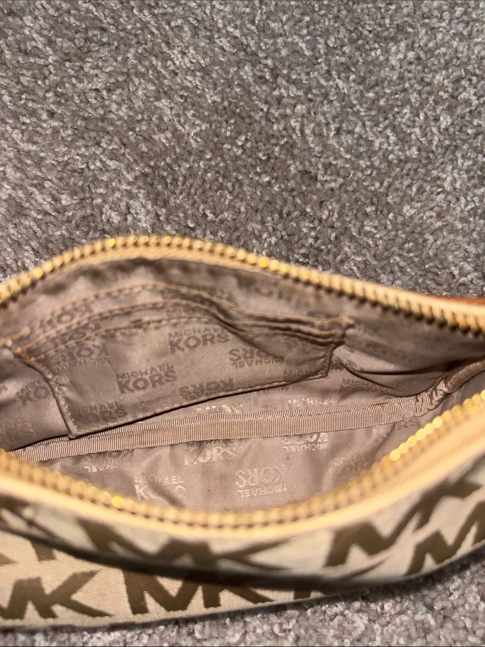 Michael Kors Tan Logo Toiletry Pouch